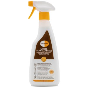 Renuwell Möbel-Schnellpflege 500ml im Sprühflasche für Holz, Kunststoff, Leder, Stein und Lack.