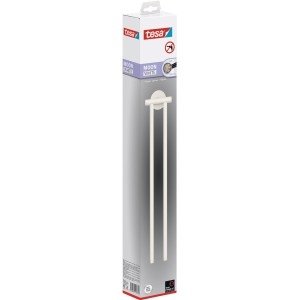 Verpackung des Tesa Moon White Handtuchhalters mit 2 Armen in mattem Weiß.
