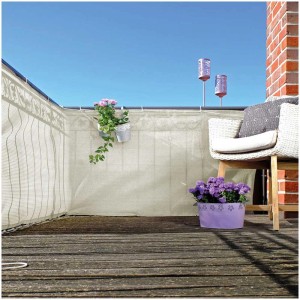 Balcone con copertura in PE color avorio per la privacy, 90x300 cm.