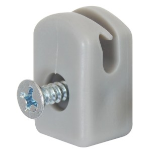 Tendeur de fil en plastique gris avec vis pour construction de clôture.