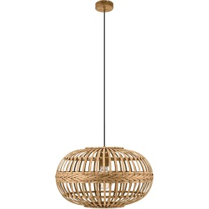 Lampada a sospensione marrone Eglo Amsfield in stile vintage in acciaio e legno per soggiorno e camere da letto.