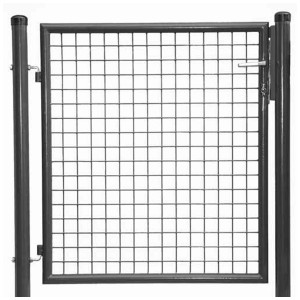 Cancello da giardino Pletscher antracite (80x100cm) con riempimento a griglia e pali.