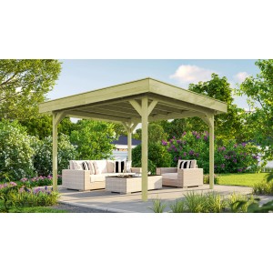 Pergola da giardino Weka 657 in legno impregnato a pressione con tetto piatto in giardino.