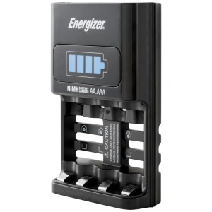Chargeur rapide Energizer 1h avec 2 piles AA. Chargeur pour piles AA/AAA avec indicateur de charge.
