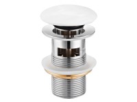 Domberg Ablaufventil DB4000 für Waschbecken mit Überlauf Keramikabdeckung Weiss