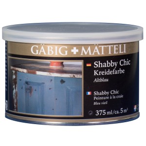 Barattolo di pittura a gesso Gäbig+Mätteli Shabby Chic blu antico opaco, 375ml.