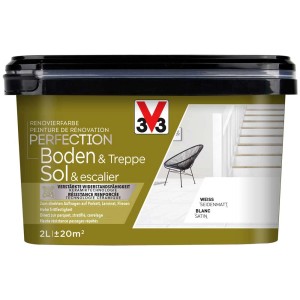 Bodenfarbe Reno Perfektion Weiss, 750ml Dose für Fußböden und Treppen.