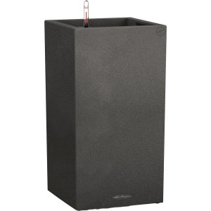 Pot de fleurs Lechuza Canto Stone high, 40 cm, noir graphite, avec système d'arrosage.
