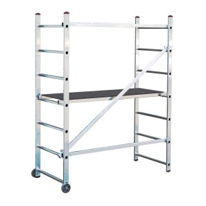 Trabattello mobile Krause Corda 3 m con ruote, impalcatura in alluminio per interni/esterni.