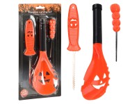 Kürbis-Schnitzset Kunststoff und Metall Orange / 3-tlg.
