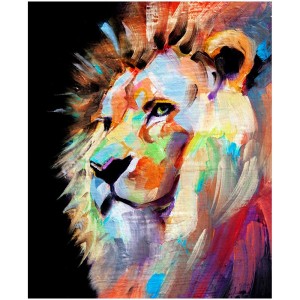 Quadro su tela: Leone colorato, 65x65 cm. Decorazione murale per la tua casa.