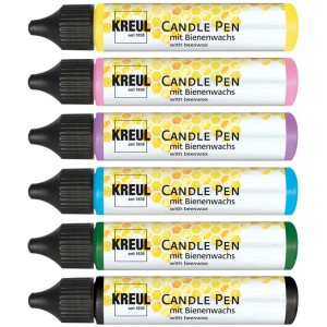 Kreul Kerzenstifte Bee Happy, 6 Farben im Set. Flüssige Wachsfarbe zum Kerzen bemalen.