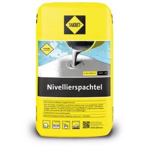 Sac jaune d'enduit de nivellement Sakret BM-NSP 10 kg pour travaux de nivellement.