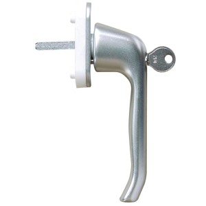 Poignée de fenêtre verrouillable en aluminium chromé pour plus de sécurité.