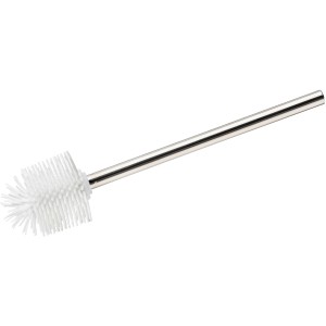 Brosse WC Wenko avec tête en silicone blanche et manche en acier inoxydable, Ø 7,5 cm.