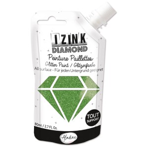 Aladine Diamond Verde Scuro pittura glitter (80ml) in flacone squeeze per progetti artistici.