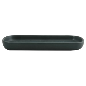 Dunkelgrünes MSV Tablett Maonie aus Keramik, 25,7x11,5x2,8 cm, für Bad & Wohnbereich.