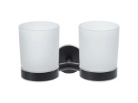 Diaqua Doppelglashalter Oslo Metall Glas Schwarz matt 10,6 x 10,8 x 17 cm