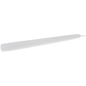 Bougie effilée blanche, trempée, 240 x 24 mm, en cire pour un éclairage d'ambiance.