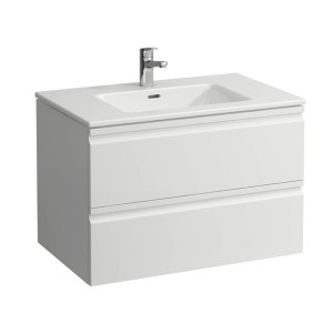 Meuble sous-vasque Laufen Pro S graphite, 80 cm avec deux tiroirs et vasque en céramique.