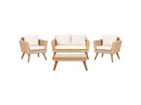 Beliani Sitzgruppe Vittoria Polyrattan Naturfarben 3-tlg.