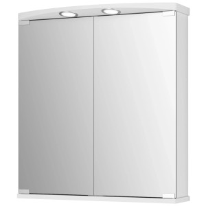 Armoire de toilette blanche Jokey Ampado 60 avec deux portes miroir et éclairage.