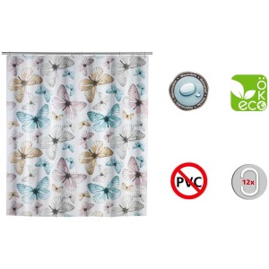 Tenda doccia Wenko Butterfly con farfalle colorate, 180x200 cm.