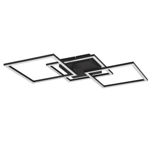 Plafonnier LED noir moderne avec éléments carrés orientables (52,6 cm).