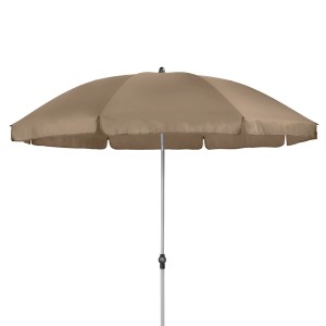 Ombrellone da mercato Doppler, Ø 200 cm, greige, con apertura a manovella. Parasole per balcone e terrazza.