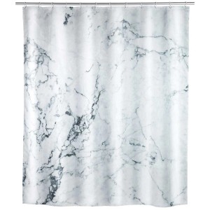 Wenko Duschvorhang Onyx in Grau-Weiss mit Marmor-Optik, 180x200 cm.