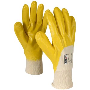 Guanti da lavoro Ox-On NBR Supreme 8600 taglia M con rivestimento in nitrile giallo per ambienti umidi.