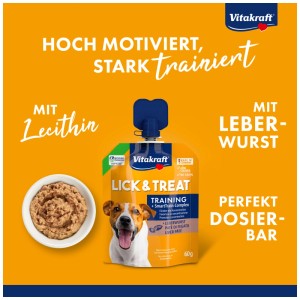 Vitakraft Lick & Snack Training Salsiccia di fegato, snack cremoso per cani in formato squeeze.