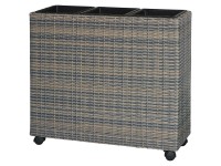 Pflanzkasten mit Rollen Polyrattan Anthrazit-Beige (HxBxT) 72 x 82 x 28 cm