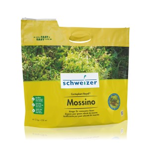 Emballage d'engrais pour gazon Schweizer Certoplant Royal Mossino 7,5 kg contre la mousse.