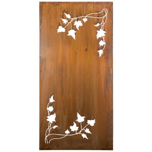 Paravent Nouvel Hedera en métal couleur rouille avec motif de lierre, idéal comme brise-vue.