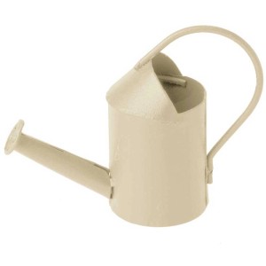 Mini annaffiatoio e secchio color crema (altezza 5 cm) per mini giardinaggio e decorazioni da tavola.