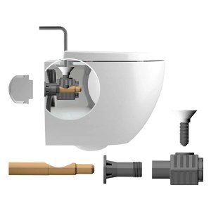 Fixation murale WC SingleFix pour Domberg DB1000/DB1001, vue détaillée et pièces individuelles.