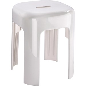 Sgabello da bagno bianco Wenko Alaska in plastica robusta con maniglia.