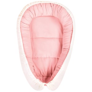 Nid bébé Beliani Ereb rose en coton, rembourré. Nid réversible pour bébés, bord blanc. Accessoire chambre.