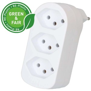 Adaptateur Max Hauri Adapt avec 3 prises T13, rotatif et en RE-Plastic.