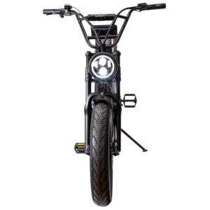 E-Bike Gen2 Blazer Fat Tire nero con pneumatici larghi e faro anteriore.