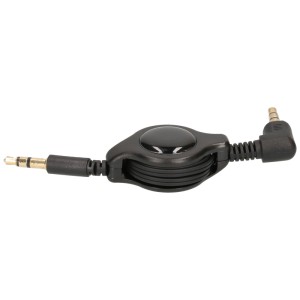 Câble audio Schwaiger noir, enroulable (0,8 m) avec fiches jack.