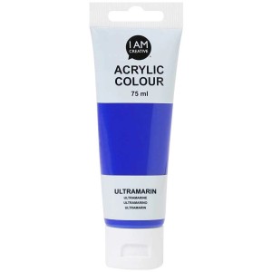 Tube I Am Creative Acrylfarbe Ultramarin, 75 ml. Hochpigmentierte Farbe für Leinwand, Holz u.a.