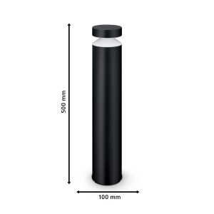 Lampada da terra a LED Philips Laven nera, alta 50 cm, luce bianca calda per esterni.