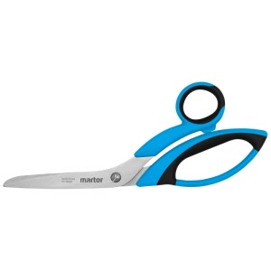 Forbici di sicurezza Martor Secuplus 564, acciaio inox, blu e nero, con impugnatura ergonomica per destrorsi e mancini.