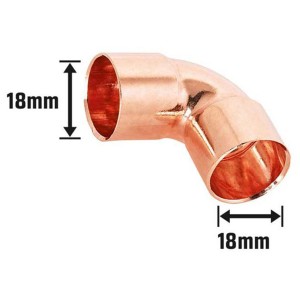 Raccordo a gomito in rame, diametro 18 mm, curva a 90 gradi per connessioni di tubi in rame, set da 10.