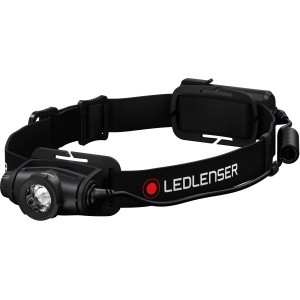 Lampe frontale noire Ledlenser H5 Core avec bandeau réglable pour bricoleurs et sportifs.