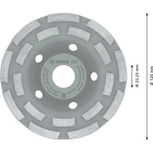 Disco diamantato Bosch grigio per calcestruzzo, diametro 125 mm, foro 22,23 mm. Accessorio per smerigliatrice.