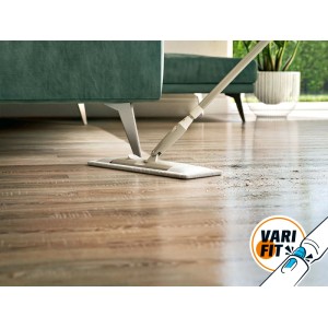Set balai OBI Varifit avec manche télescopique nettoie parquet sous canapé. Idéal pour nettoyage humide et à sec.
