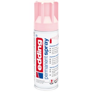 Spray permanente Edding 5200 rosa pastello, finitura satinata per diverse superfici.